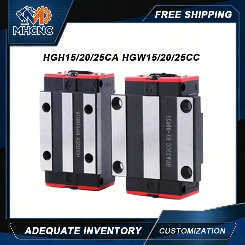 MHCNC HGH15/20/25CA HGW15/20/25CC Linear Slider Block For HGR15/20/25 Linear Guide Rail CNC Router Robot Arm Automation DIY Part