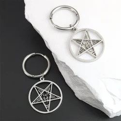 Goth Baphomet Inverted Pentagram Goat Hoop Earrings Stainless Steel Satan Lucifer Devil Earring Jewelry aretes hombre E1712S08