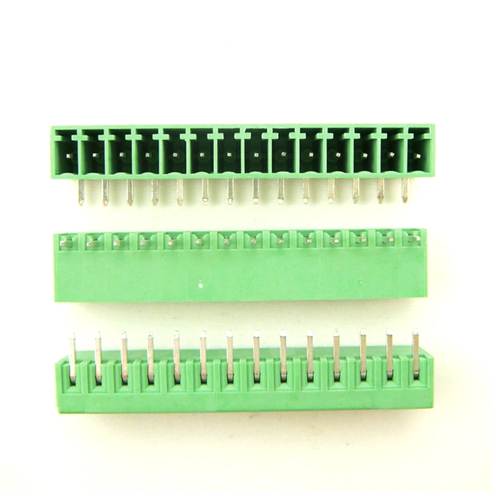 (50pcs/Lot) 15EDG-3.5-14P Bend Needle PCB Screw Terminal Block Connector 3.5mm Pitch 14 Pins Plug In