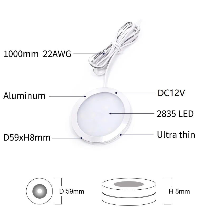 Foco LED regulable de 3W y 12V, Mini focos interiores montados en superficie para Camper, caravana, autocaravana, barco, armario, lámpara de Puck