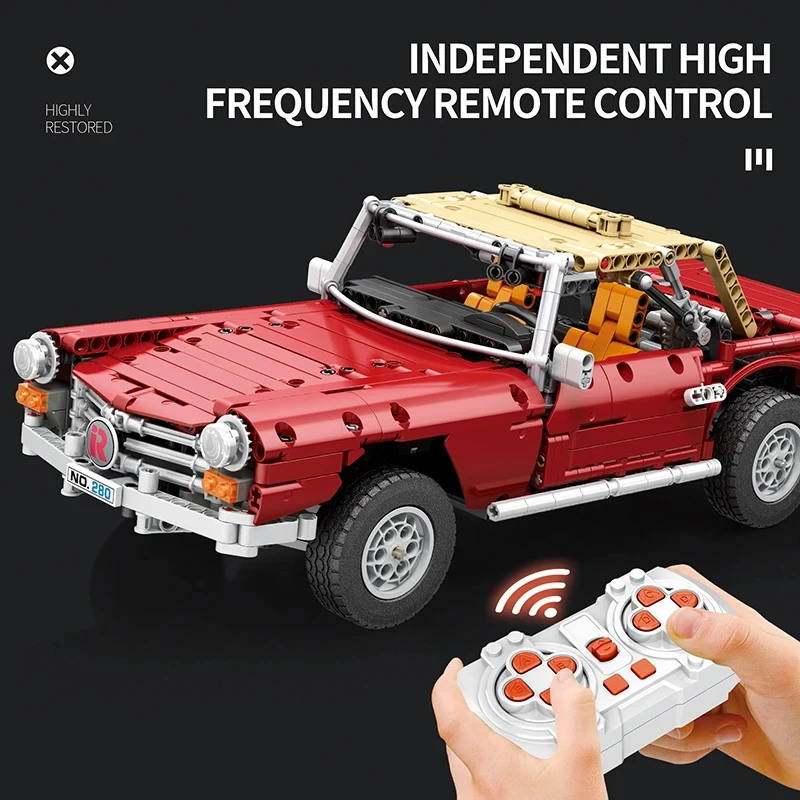 1578PCS Retro Classic Car Building Blocks Remote Control Technology Electronic Bricks 280SL Car Model Kids Toys Birthday Gifts