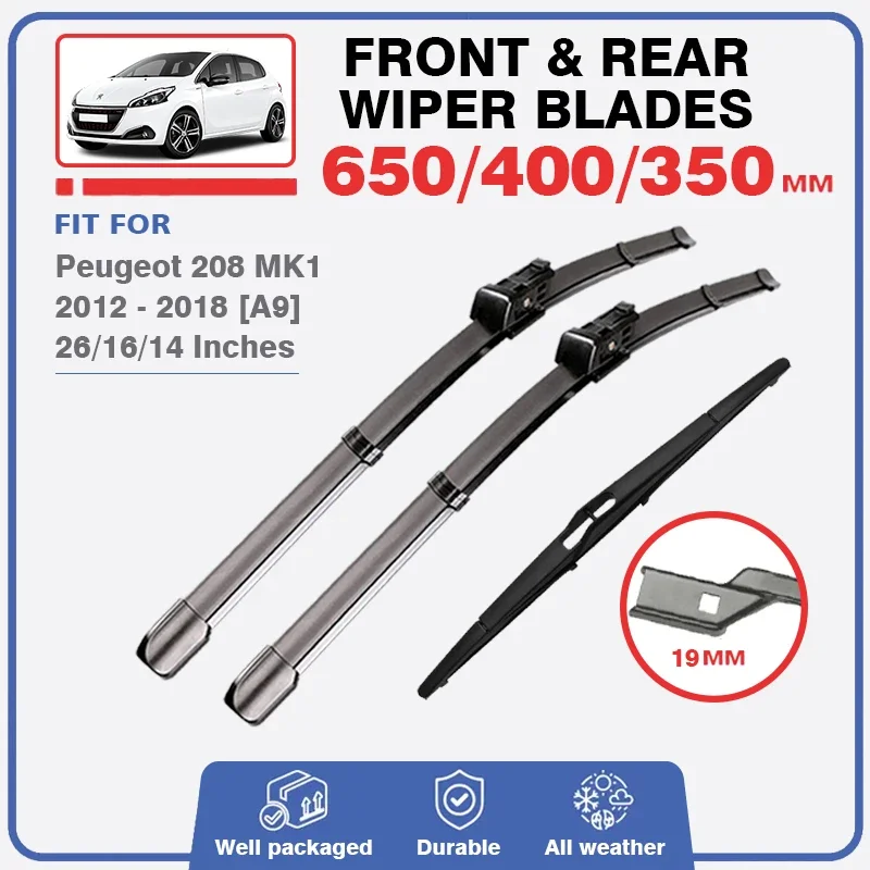 Front Rear Wiper Blades Set For Peugeot 208 MK1 A9 2012 - 2018 Windshield Window Windscreen 26\