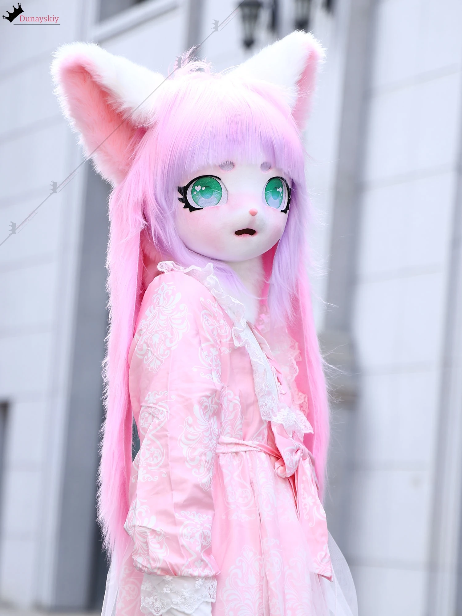 Standing Ears Furry Kig Cosplay Mask Paw Head Base Comiket Furry Fursuit 6Color Kigurumi Animal Cat Rabbit Doll Beast Costume