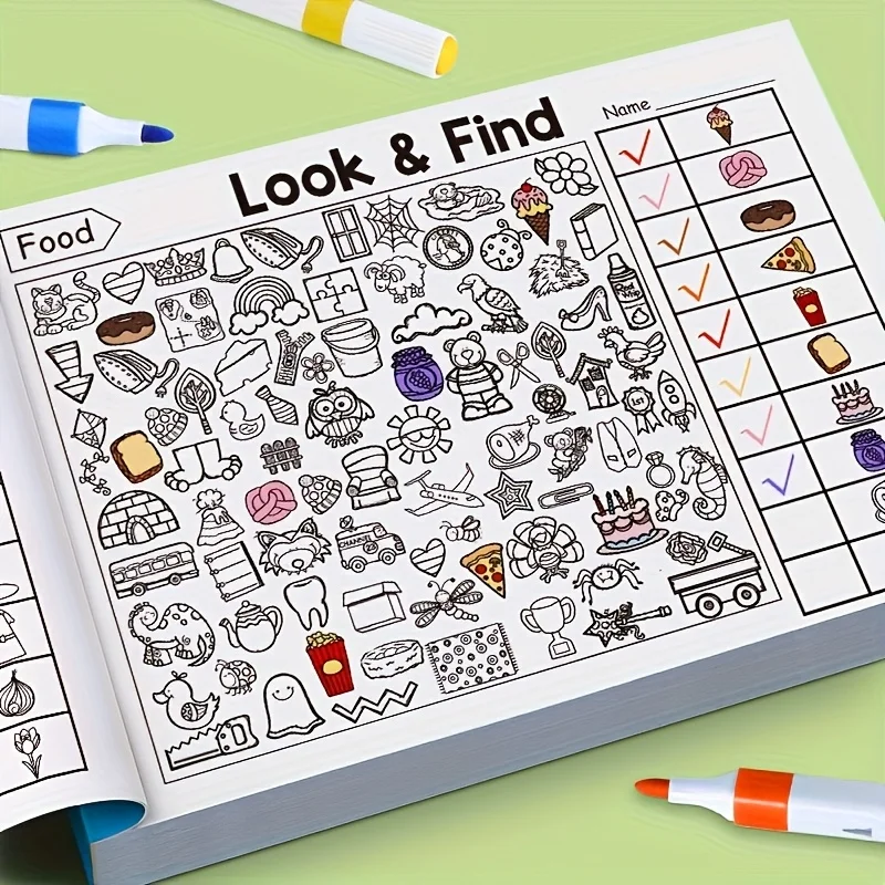 1000 Hidden Object Coloring Book for Kids Educational Puzzle Activity with Animals Vehicles Alphabet Numbers Classroom Gift