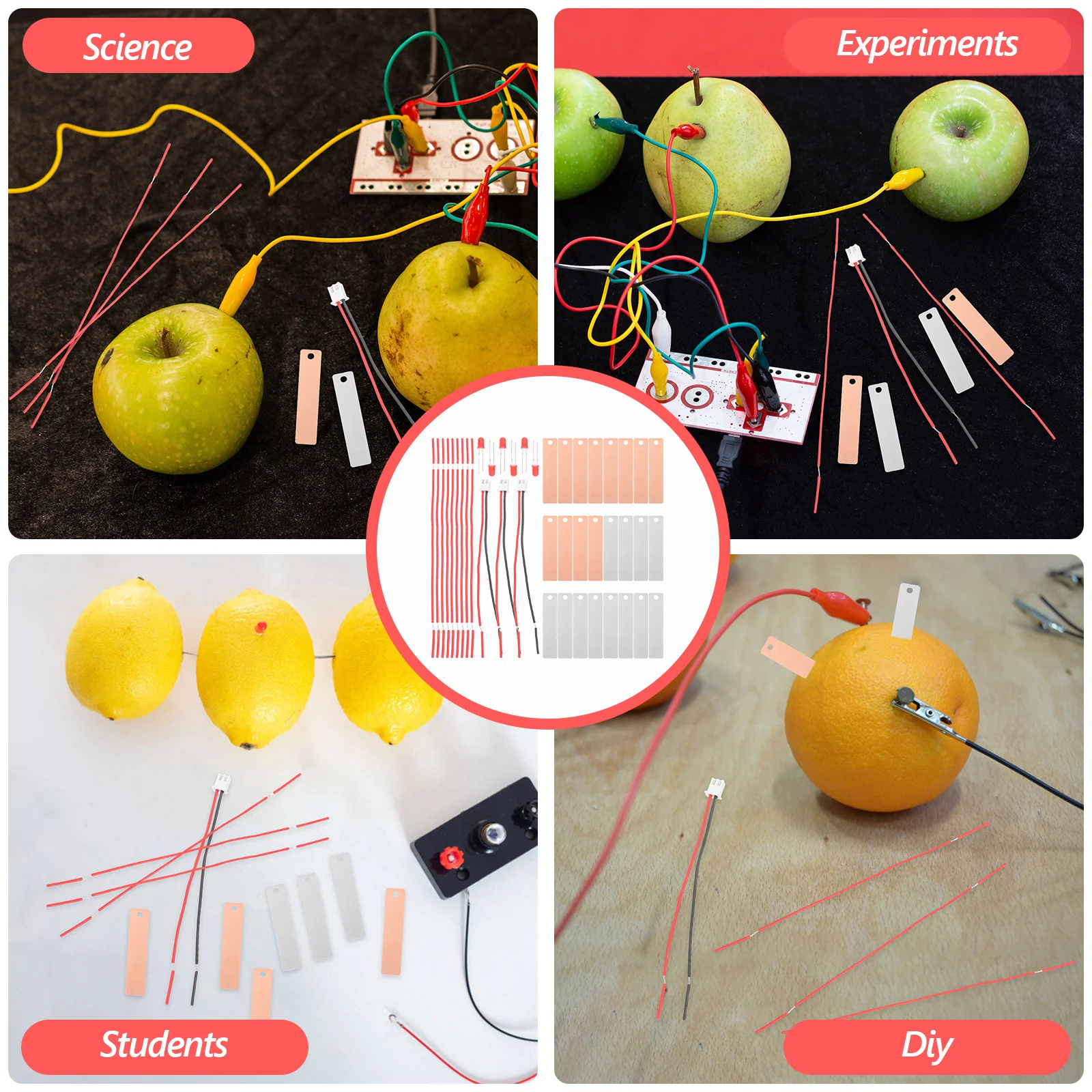

1Set Fruit Experiment Kit DIY Science Project for Students Hands-on Education Zinc Copper Durable Science Toys
