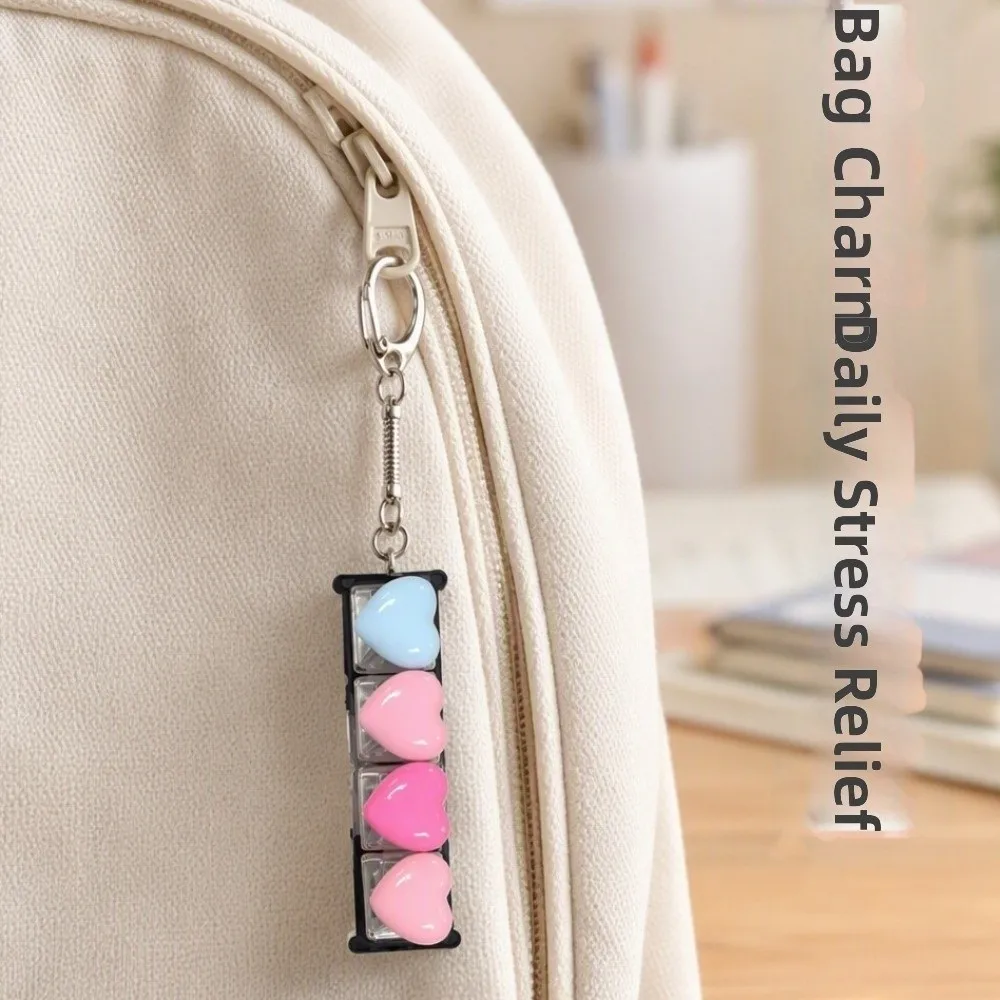 4/9 Keys Heart Keyboard Clicker Keychain Love Heart Portable Fingertip Button Keyring Decompression Relaxed Creative