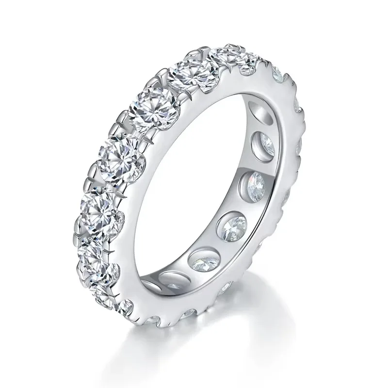 

925 Silver Ready to Ship White Gold 18k Gold Plated VVS Certificate 0.3ct 4mm Moissanite Jewelry Round Band Ring for Men Women