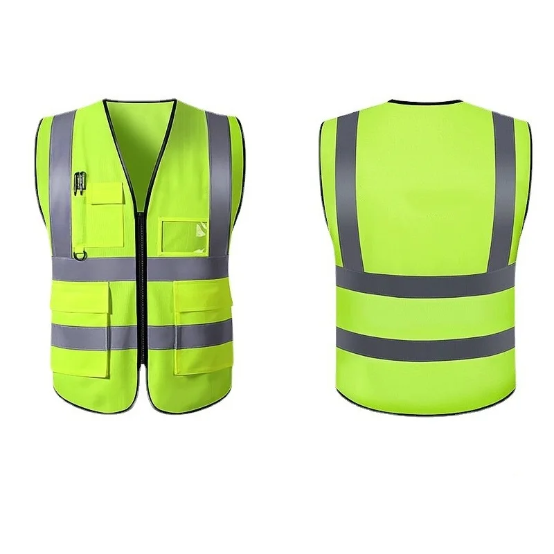 Safety Multi-pocket High Reflective Vest Railway Coal Miners Uniform Breathable Racing Running Sports Traffic Vest For Men/Women