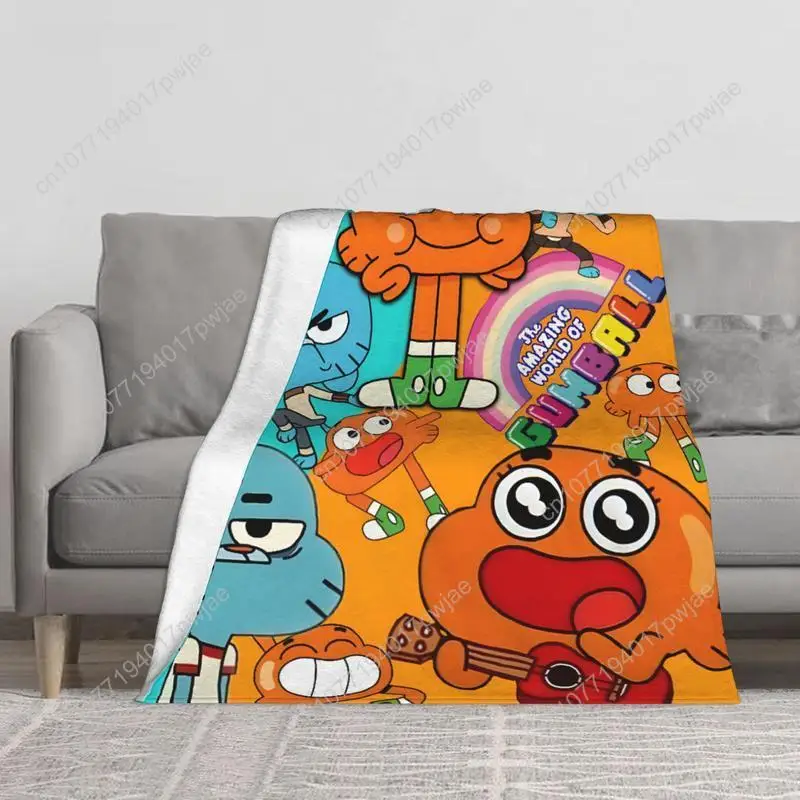 

The Magical World of Gumball Flannel Blanket - Soft and warm for the couch bed camping travel - Vibrant Custom blankets