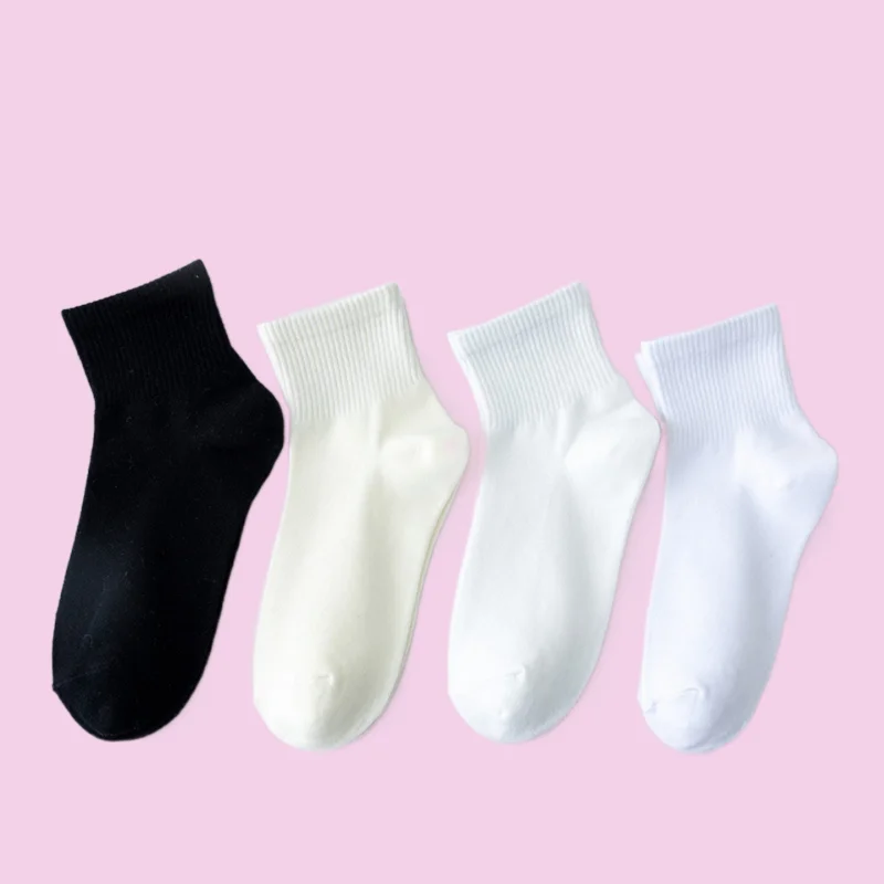 

2/5 Pairs High Quality Summer Sweat-absorbing Women's Spring And Summer Low-top Mid-tube Socks Women's Mid-short Tube Socks