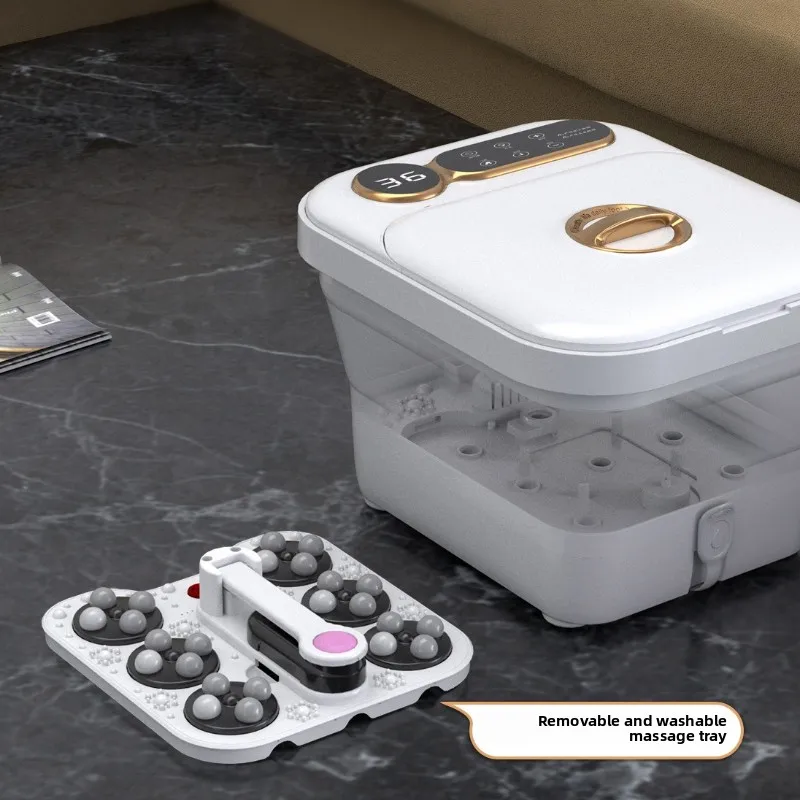 Automatic Folding Electric Foot Spa Bath with Red Light Therapy And Detachable Roller Heated Foot Massager