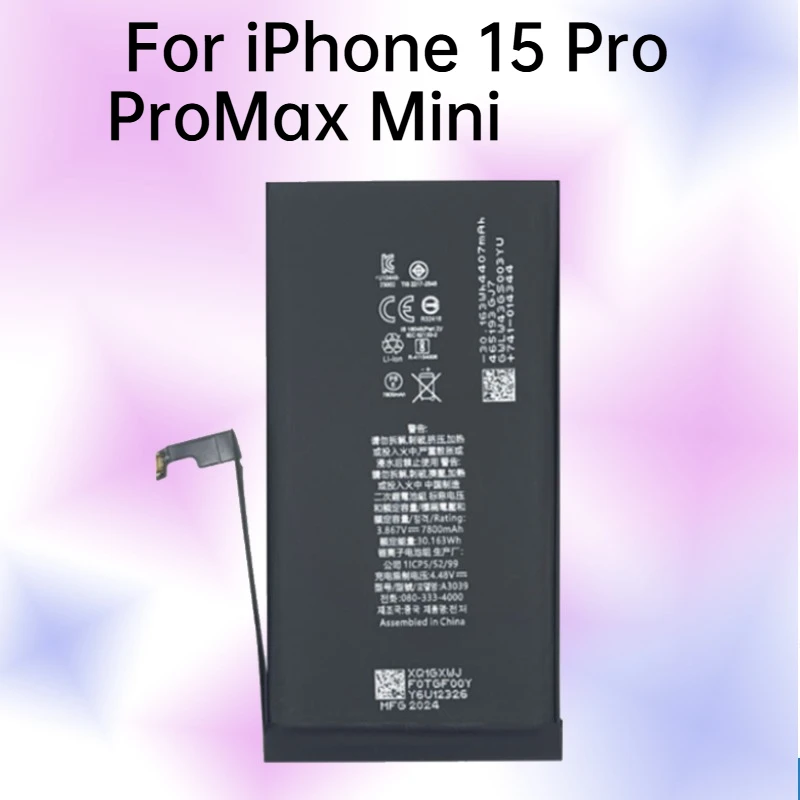 

Премиум-аккумулятор для IPhone 15 Pro ProMax Mini, литиевый элемент большой емкости, длительный срок службы