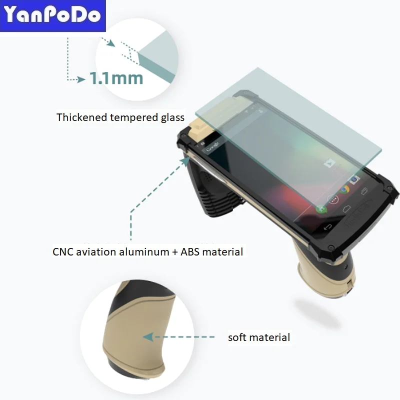 Yanpodo Barcode WiFi Blue-tooth GPS multi-function UHF RFID portable handheld reader Chinese R3000 chip Android system free SDK