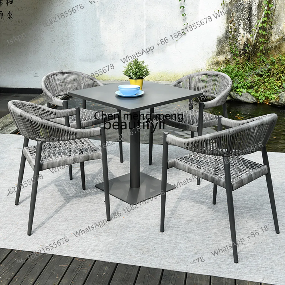 Nordic outdoor tables and chairs Hotel cafe Outdoor rattan chairs Leisure villa courtyard rattan tables and chairs