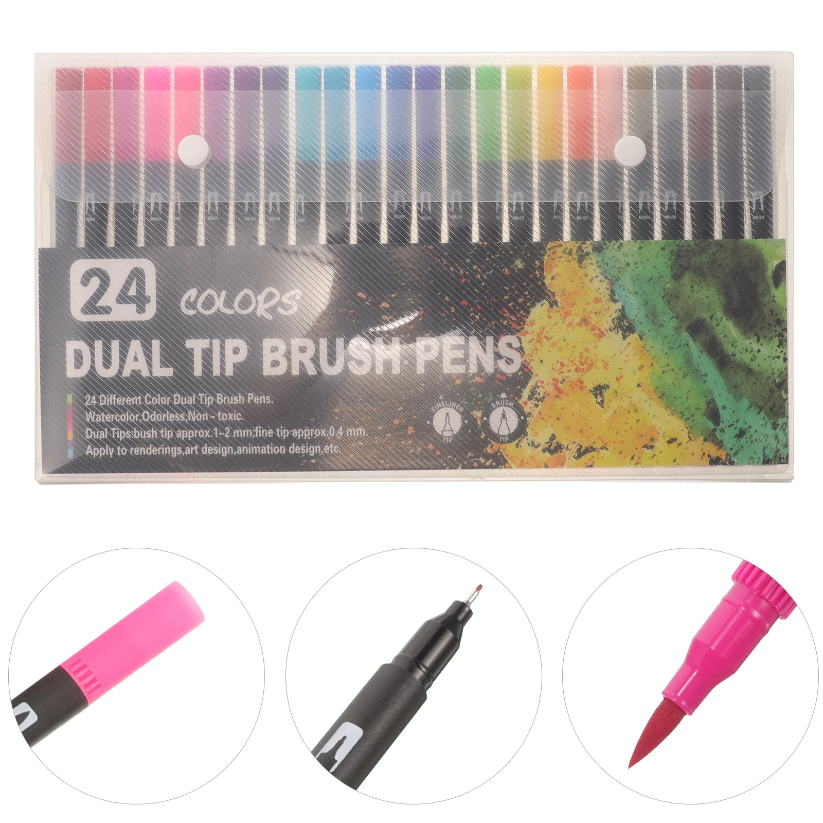 

24 Pcs Double Tip Brush Pens Ended Marker Paint Thin Felt Oil-based Painting Plastic