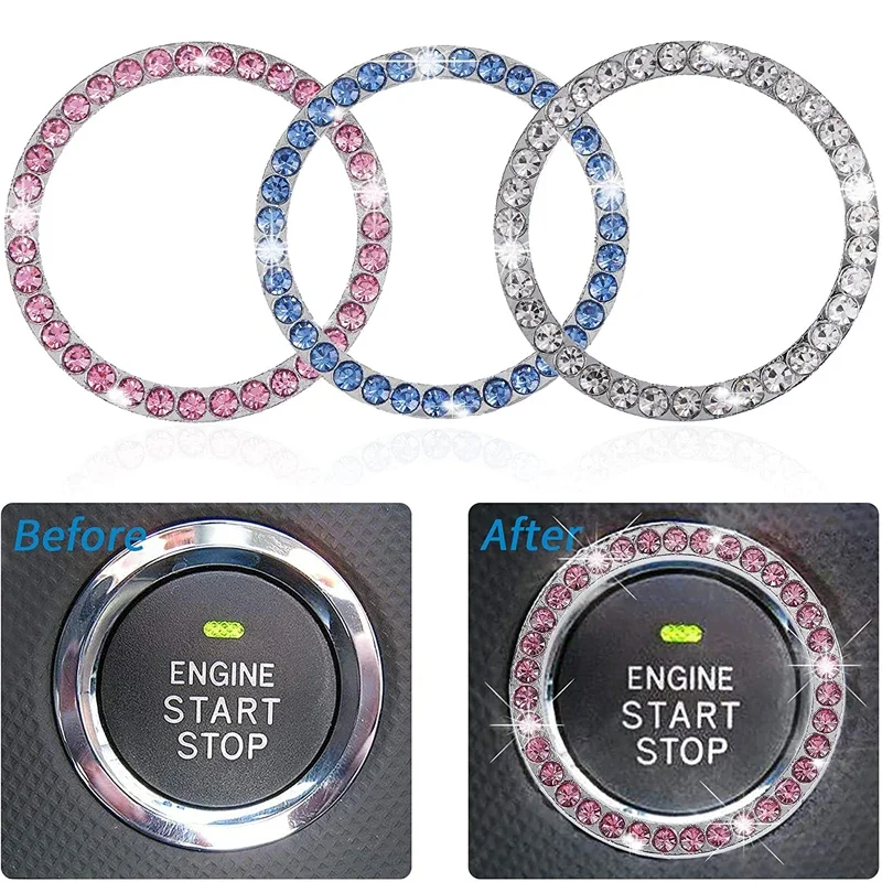 Car Ignition Key Ring Diamond Stickers for Auto Motorcycle Styling Decoration Key Circle Button Car Accessories