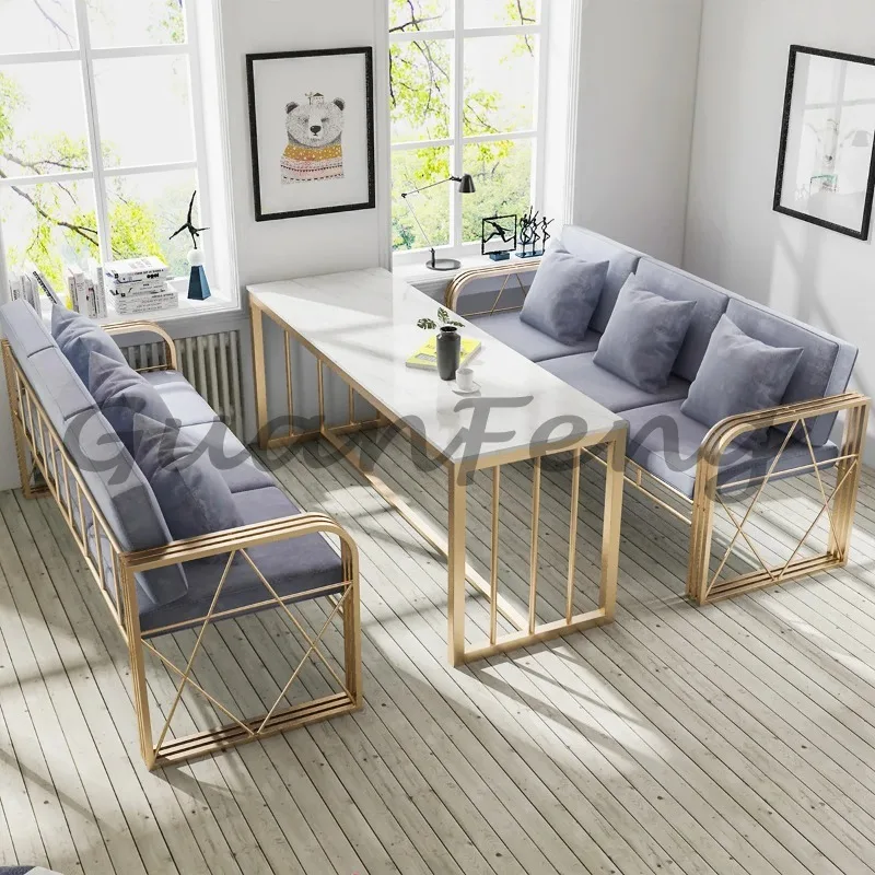 Modern simple  conference hall reception table and chairs milk tea shop cafe sofa combination