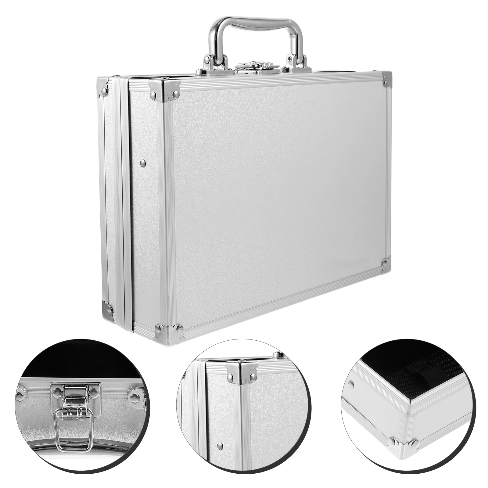 Aluminum Briefcase for Men Instrument Storage Box Locking Hard Metal Man Suitcase