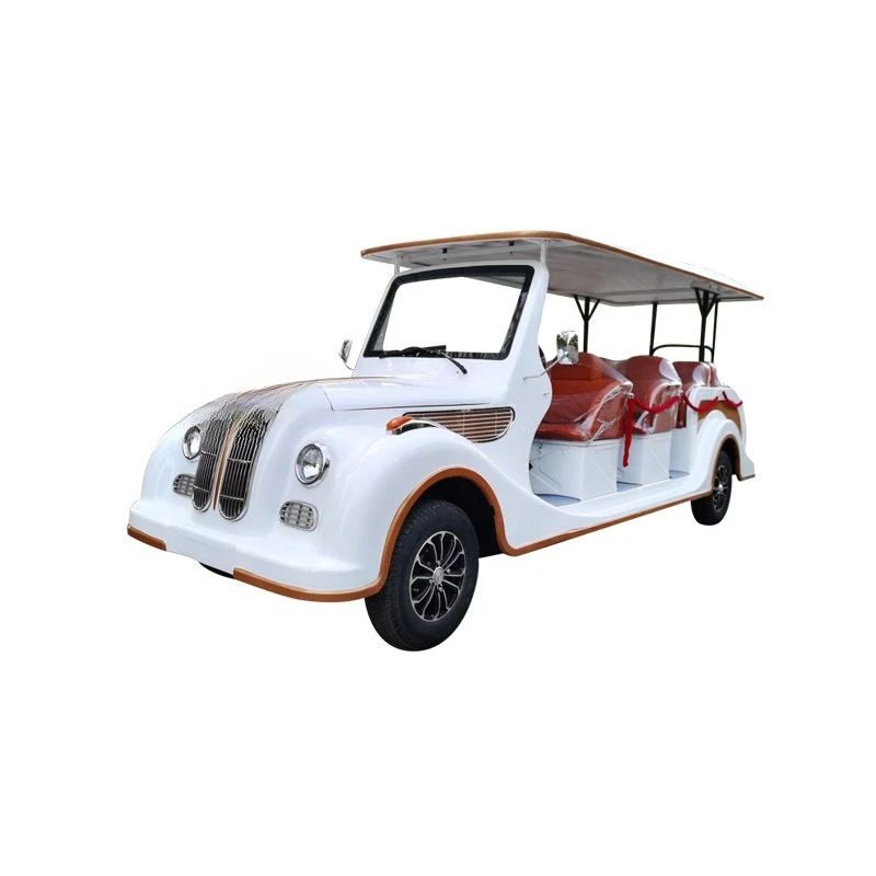 Electric retro classic car, travel connection, ferry real estate community viewing