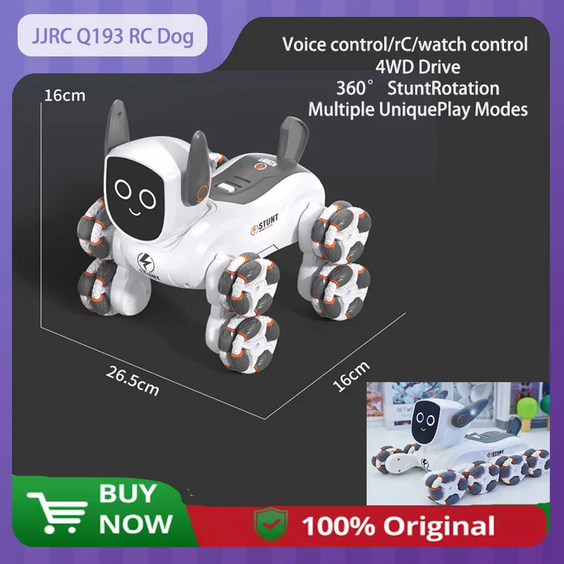 

Новая JJRC Q193 RC Dog 2,4G rC с длительным сроком службы батареи 8WD интеллектуальная трюковая механическая собака 360 ° вращающаяся игрушка с двойным пультом дистанционного управления в подарок