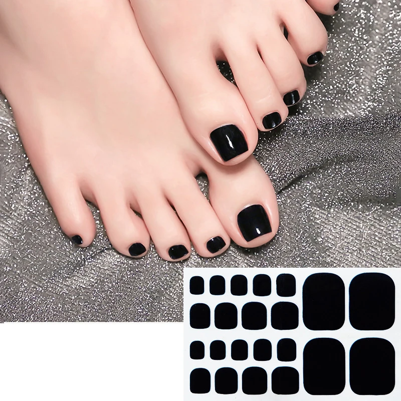 Toenail Stickers Removable Solid Color Full Cover Stylish Sophisticated Waterproof Removable UV Lamp Curing Nail Stickers