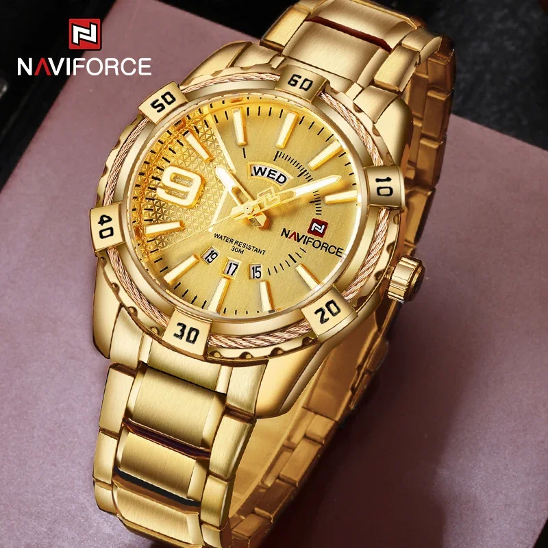 NAVIFORCE NF9117 Luxury Brand Men\'s WristWatch Original Fashion Quartz Classic Watches  Men Waterproof Business Steel Band