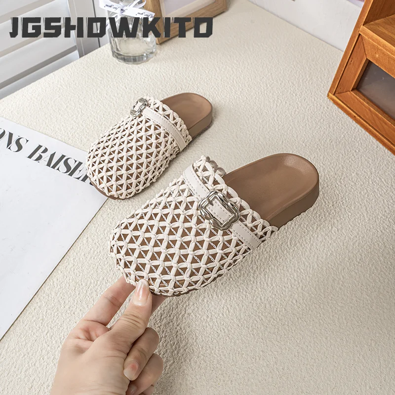 JGSHOWKITO Outdoor Kids Summer Slippers Toddlers Causal Children Hollow-out Shoes Non-slip Breathable Girls Woven Beach Slippers