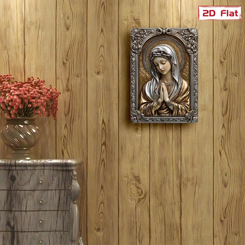 2D Vintage Metal Sign, Virgin Mary Prayer Tin Poster, Religious Wall Art for Home Garage Club Restaurant, Retro Decor Plaque wit
