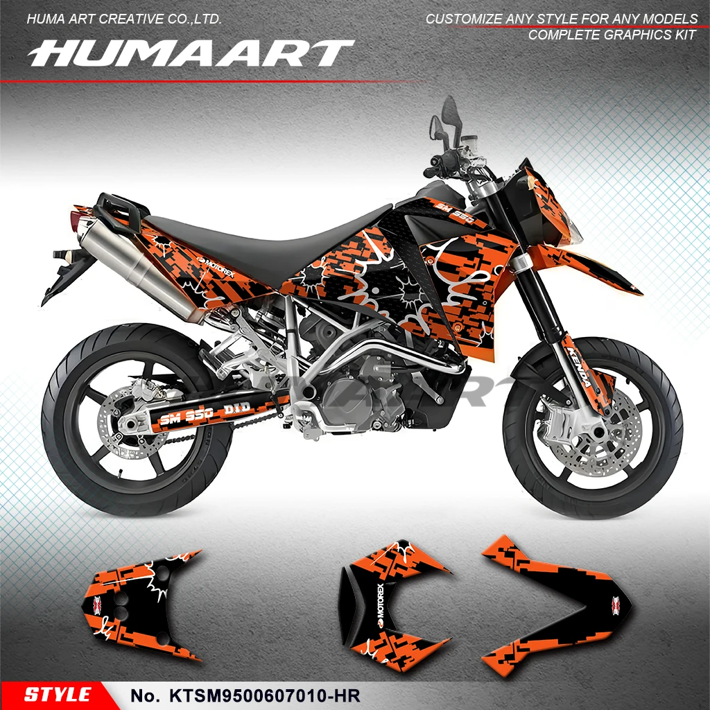 

HUMAART Custom Graphics Sheet Stickers Complete for KTM 950 Supermoto 950 SM 2006 2007, Rebuilding, KTSM9500607010-HR