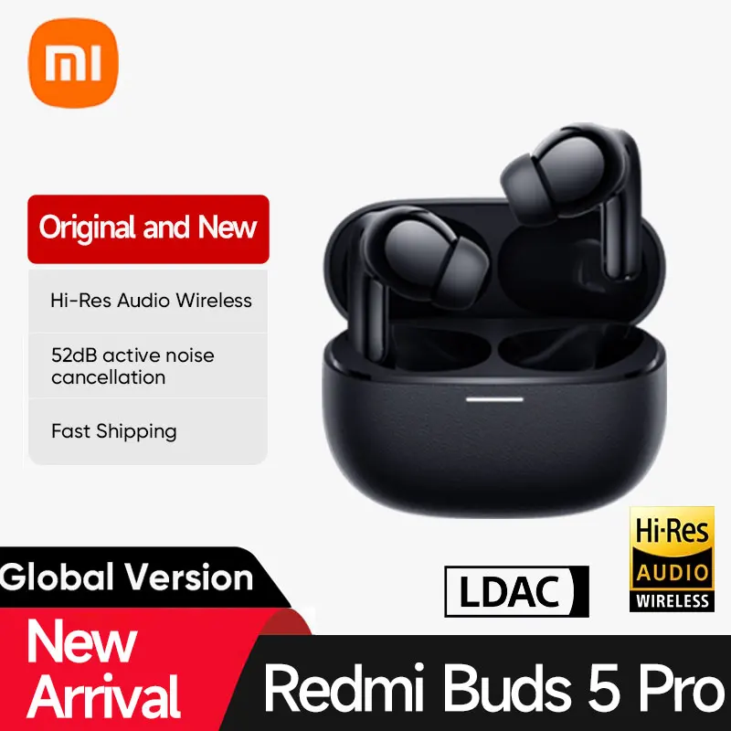 Global Version Xiaomi Redmi Buds 5 Pro Earphone Bluetooth 5.3 Noise Cancellation Hi-Res Hi-Fi LDAC Wireless Headset Headphones