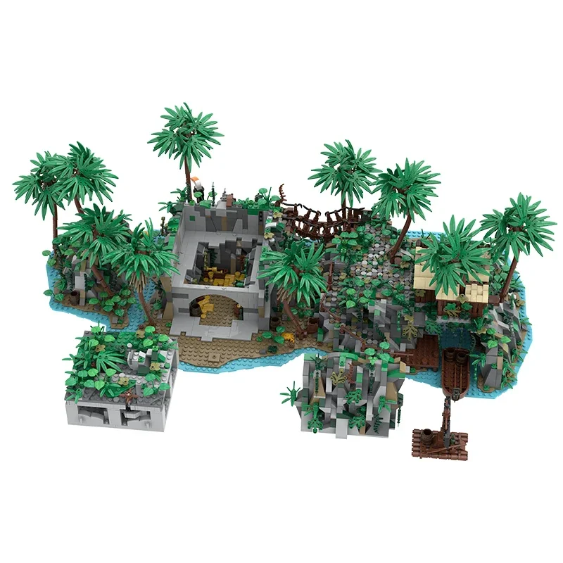 Modelo de fortaleza medieval moc tijolos de construção dominica ilha do tesouro tecnologia blocos presentes brinquedos de natal diy conjuntos montagem