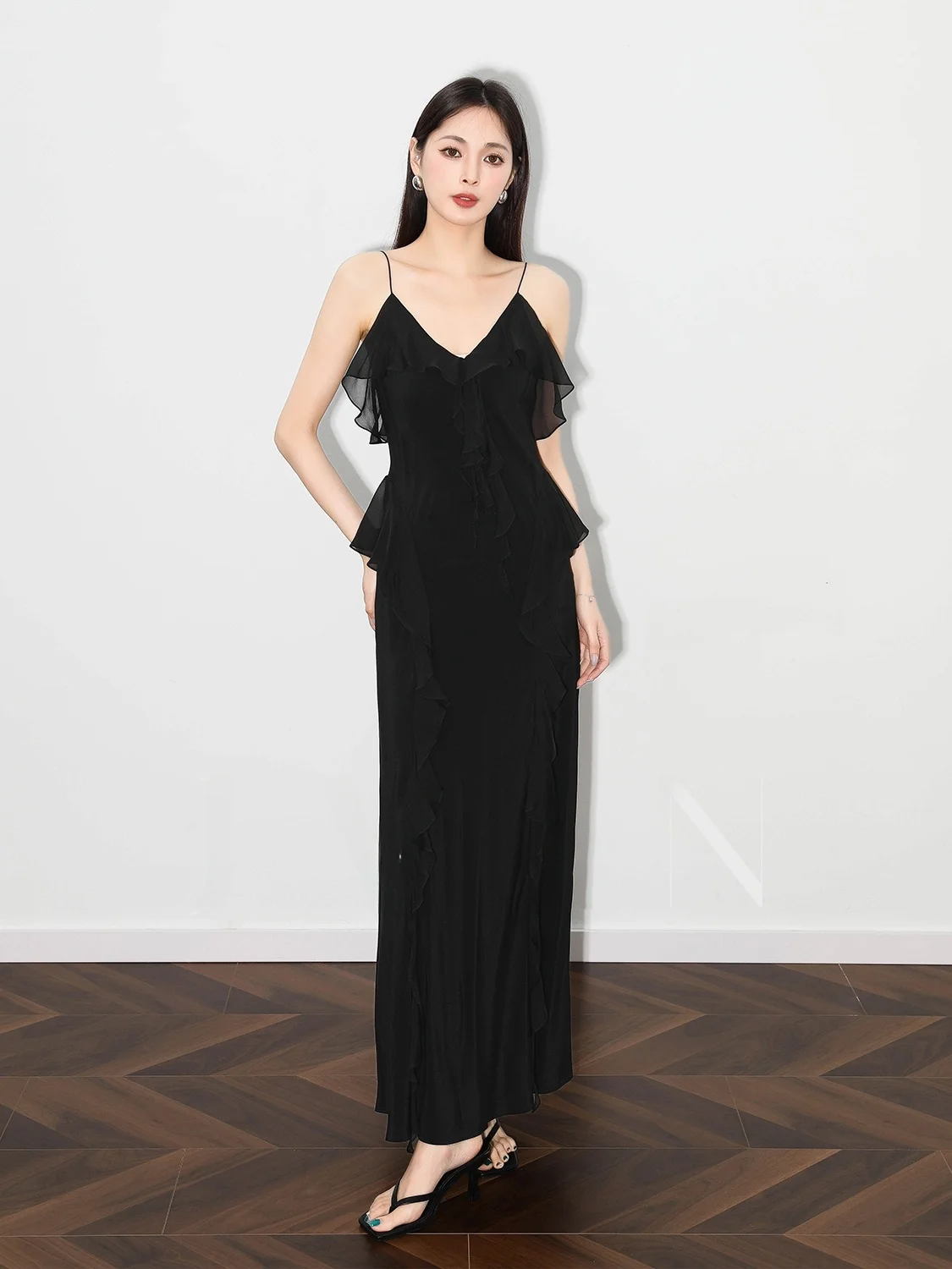 

Romantic Lace Trim ter Ne Long Skirt Women's New Summer Design Sensation Silk Women's Dr Commute Sle l Waist ...