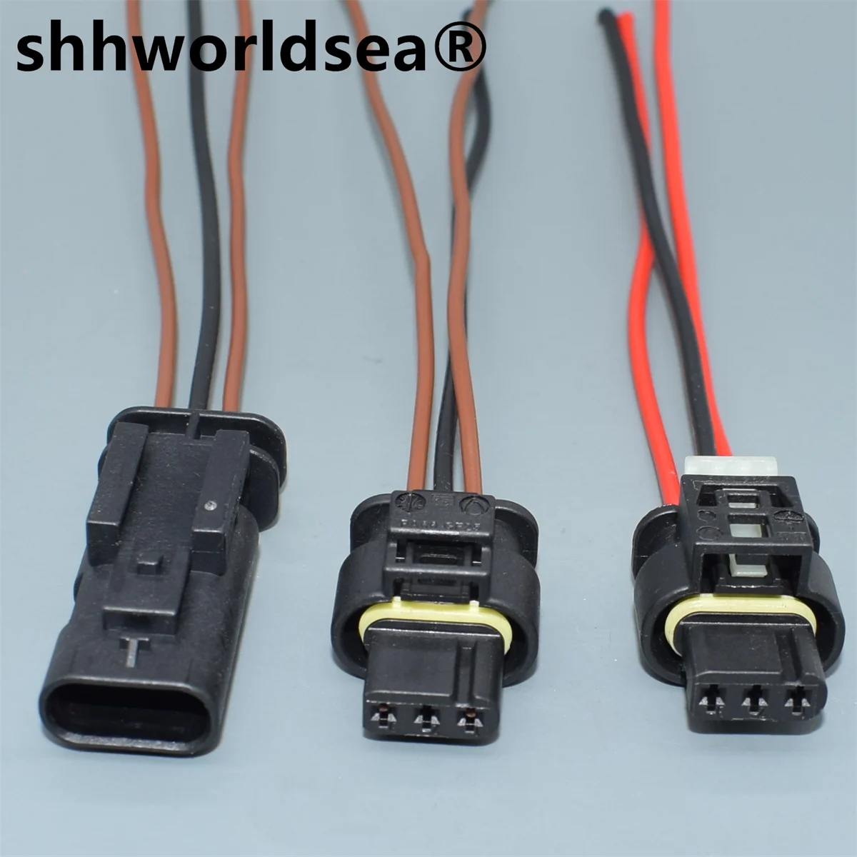 shhworldsea 3 Pin Waterproof Auto Wire Connector 1718653-1 / 4F0 973 703A / 2-1718652-3 Reversing Radar Plug For VW Audi