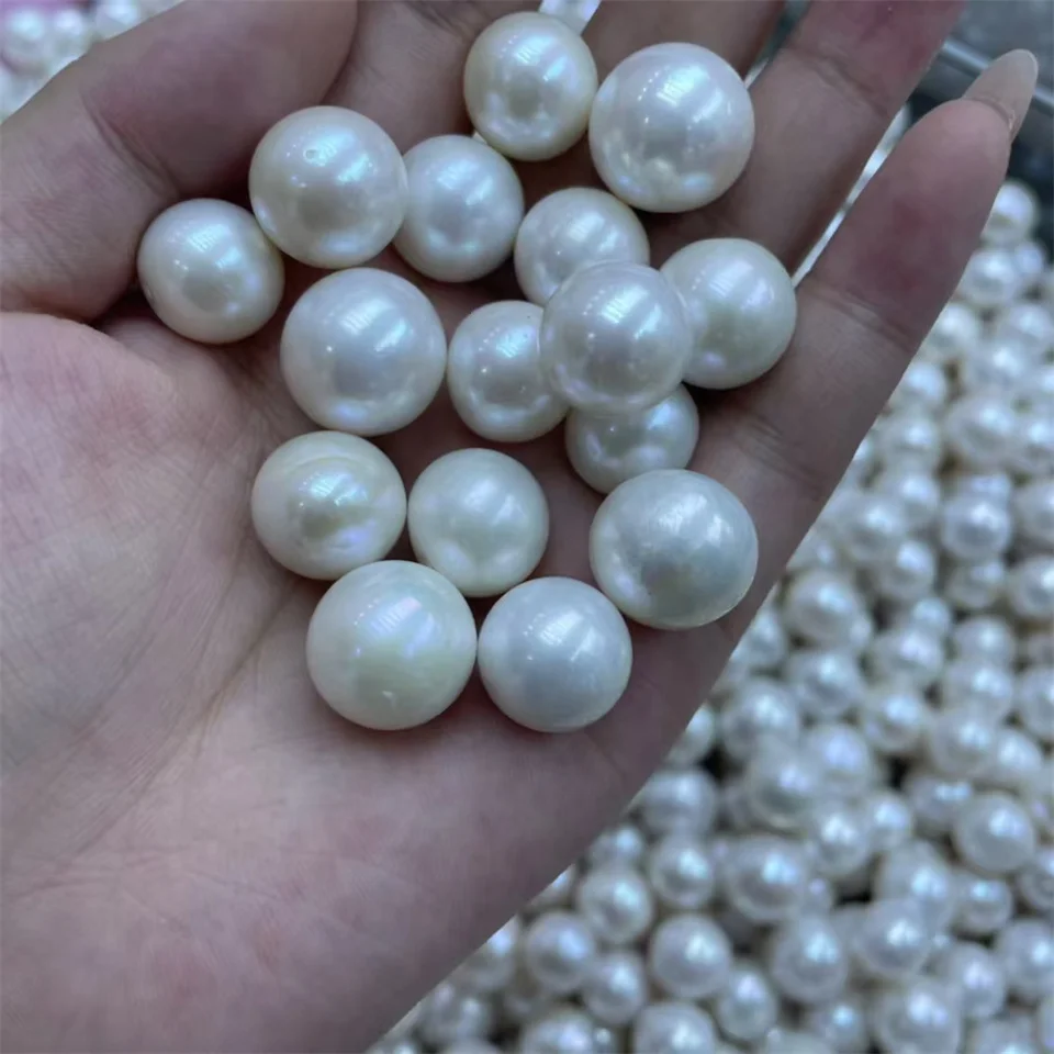 A Quality Natural White Color 10-14mm Round Edison Loose Pearls No/Half/Full Hole Freshwater Cultured Pearls for Jewelry Making