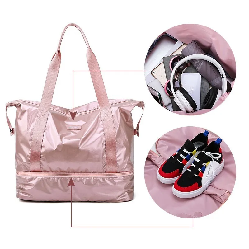 Travel Duffle Bags PINK Gym Bag Dry Wet Separation Yoga Bag Multifunction Handbags Big Capacity Shoulder Bag Fitness bag