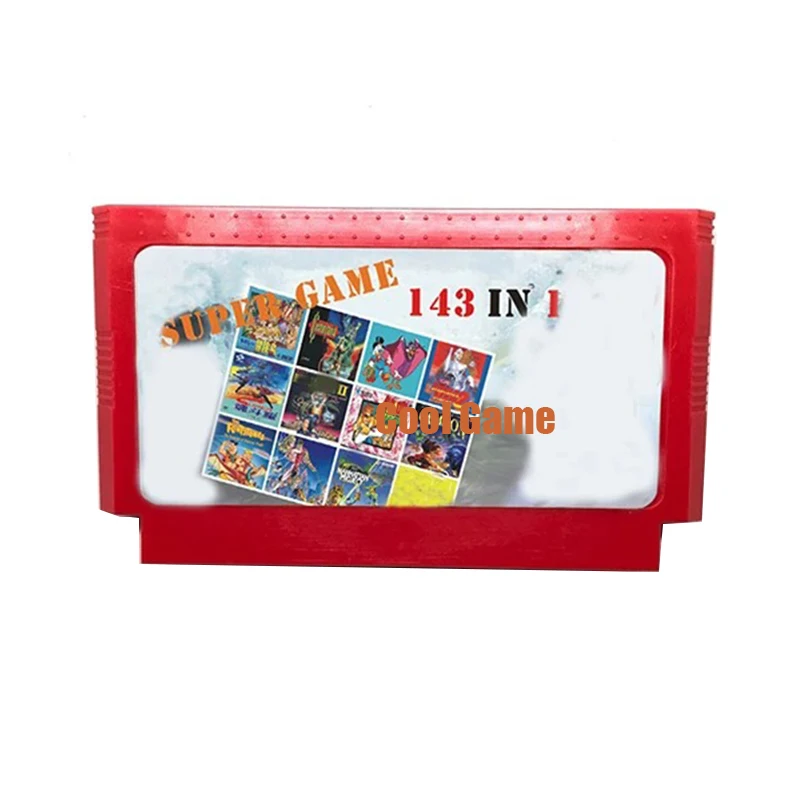 143 in 1 60 Pin Cartridge for 8 Bit Video Game Console Red Shell