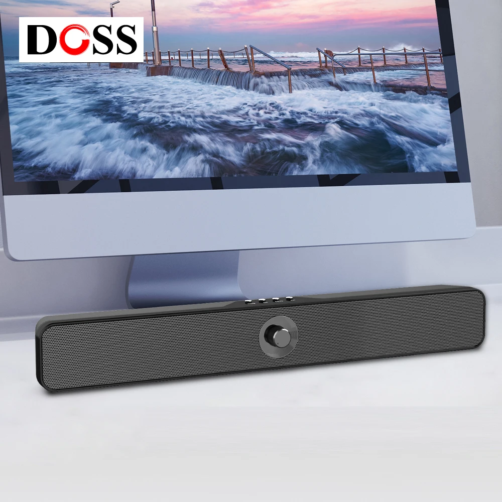 

DOSS Computer Sound Bar Speaker Bluetooth 5.0 Powerful 16W HD Stereo and Subwoofer Sound Box Desk SoundBar Wireless Speakers