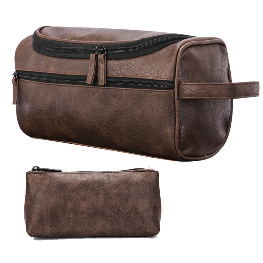Travel Portable PU Leather Cosmetic Makeup Bag Toiletry Case Wash Storage Bag