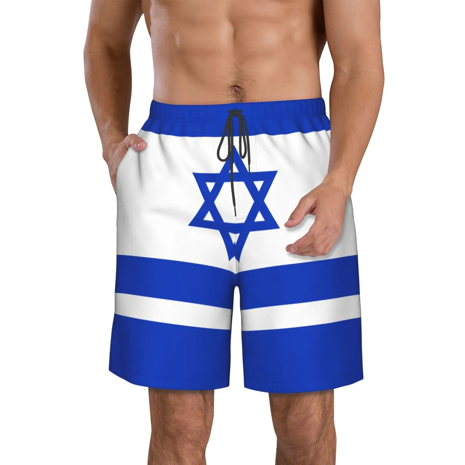 

Мужские пляжные брюки с флагом Израиля, шорты для серфинга, M-2XL, полиэстер, купальник для бега