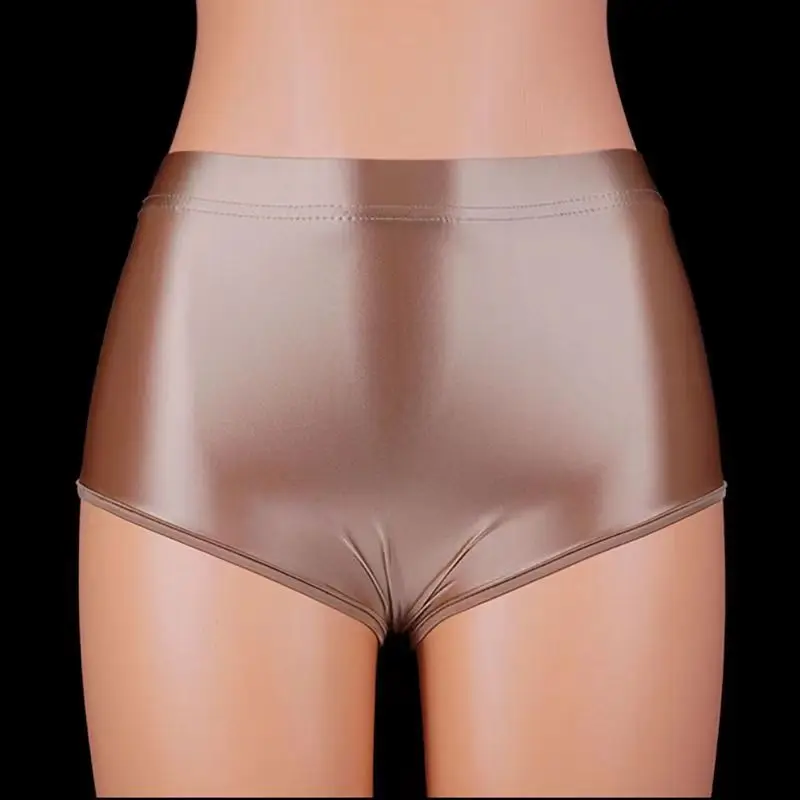 Recomended New Funny Sexy Oil Shine Men Smooth Briefs Underwear Tight Safety Unisex Lingerie Panties