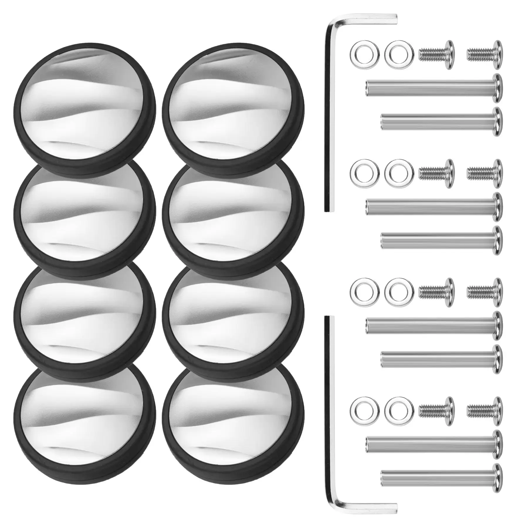 GUGULUZA 8pcs Silver Luggage Replacement Wheels with Screw 55mm Suitcase Wheel Silent Travel Trolly Case Caster Repairing Parts