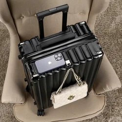 Business Travel Suitcase On Wheels Trolley Case Front Opening Computer Bag Password Box With Mobile Phone Holder Rolling Luggage