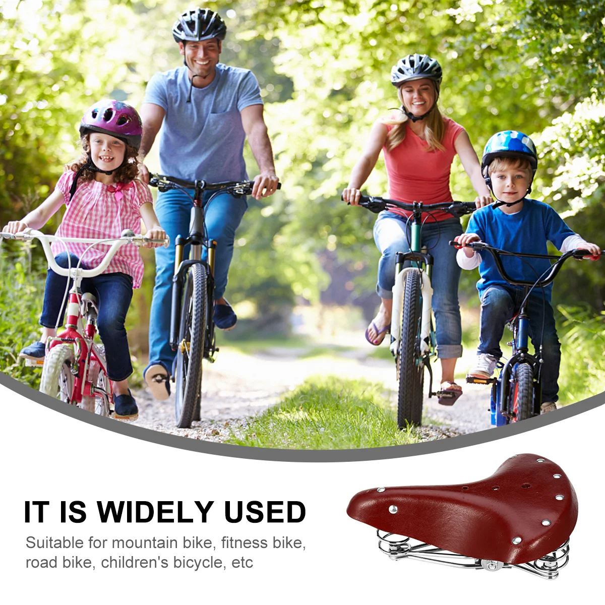 

Faux Bike Saddle Brown Shockproof Comfort Seat For Road Mountain Bicycle Cycling Long Ride Touring Commuter