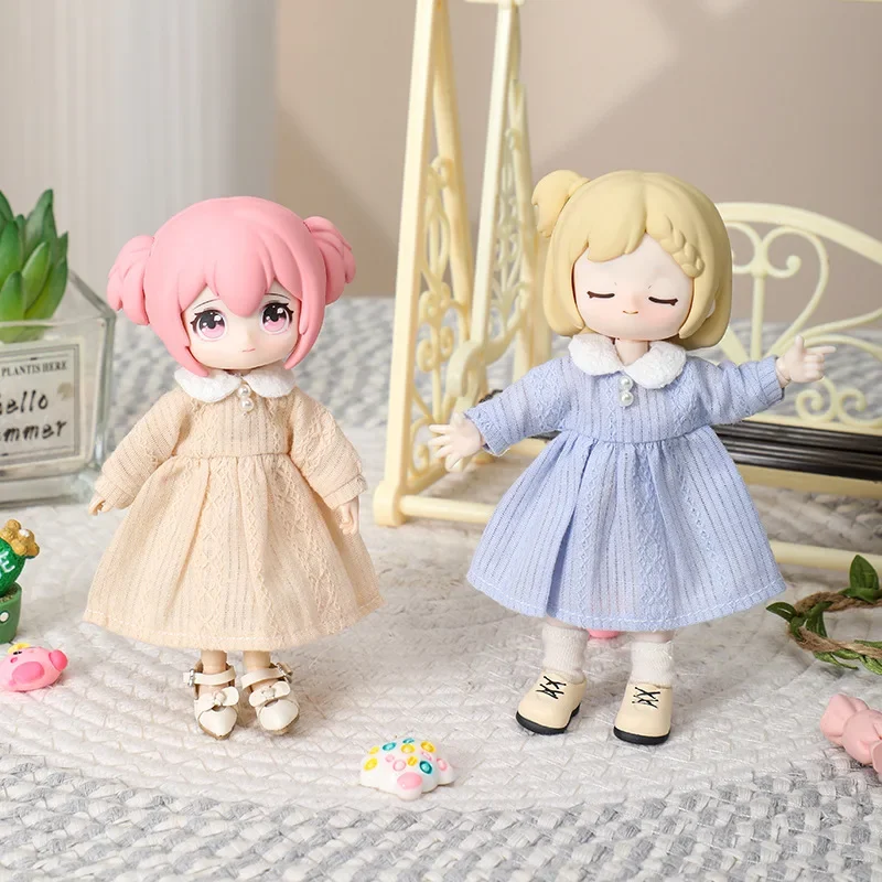 Ob11 BJD 1/12 babykleertjes lint korte mouw bijpassende kleur korte mouw set poppenkleertjes pop accessoires