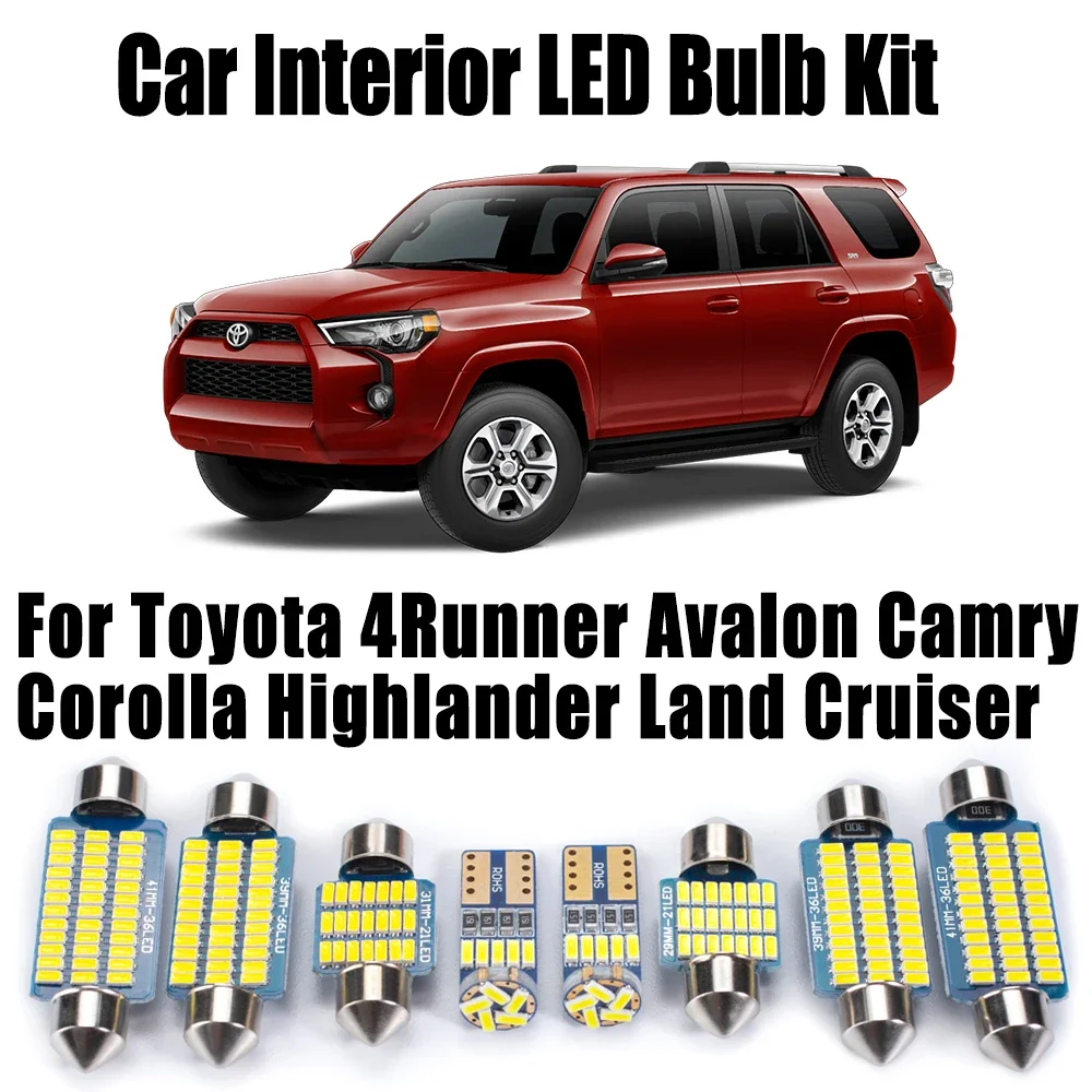 For Toyota 4Runner Avalon Camry Corolla Highlander Land Cruiser Canbus LED Interior Dome Reading Door Light Kit Car Accessories