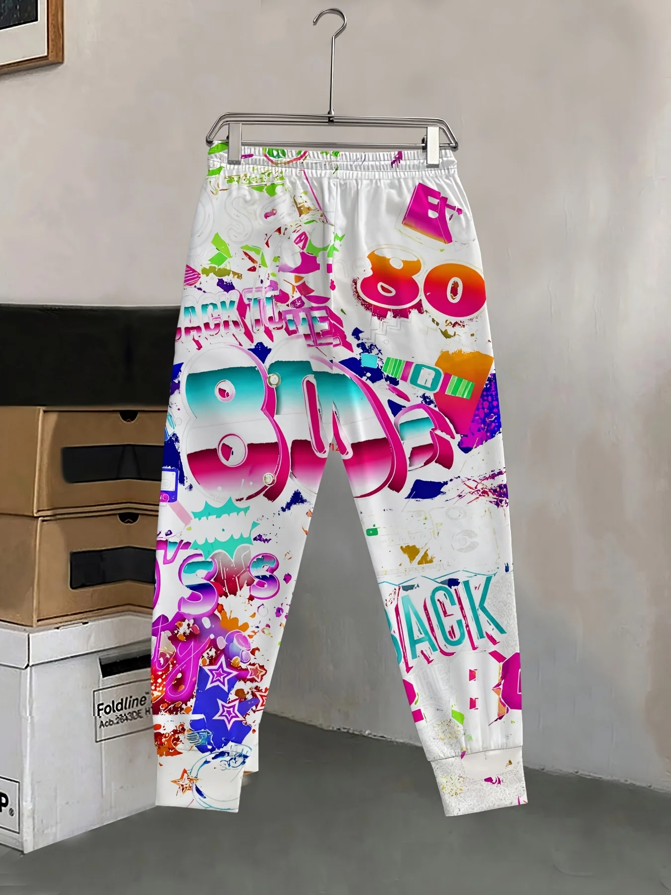 Neuheiten: Trendige 80er-Jahre Retro-Nostalgie-Print Unisex-Jogginghose mit geradem Bein, Hip-Hop-Sweatpants für Party, Alltag und Street-Style – Detail 8
