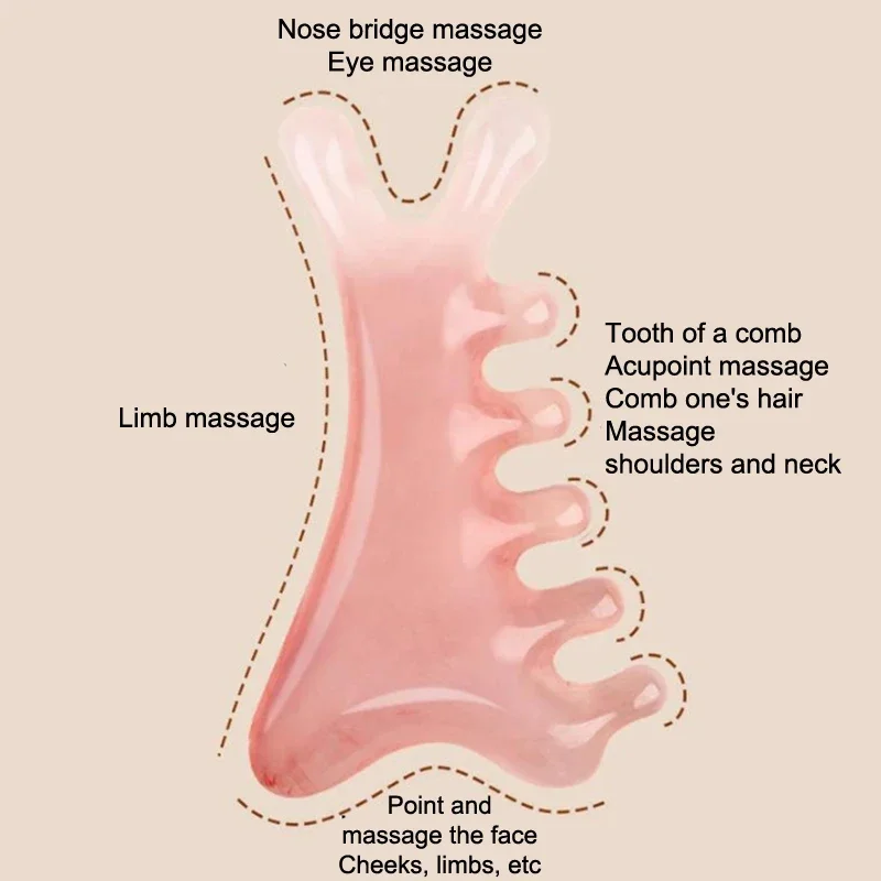 2 قطعة من البلاستيك الوردي خمسة أسنان واسعة الأسنان مشط الدورة الدموية الاستاتيكيه السلس مشط الشعر الجسم ميريديان تدليك مشط أدوات