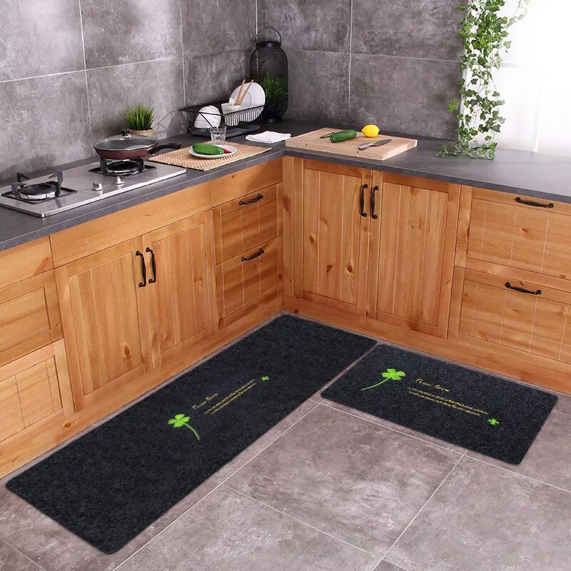 2 pcs Kitchen Floor Mat Absorbent Diatomaceous Mud Doormats Bathroom Pad Anti-Slip Kitchen Mats Wipeable Wash Long Strip Carpet