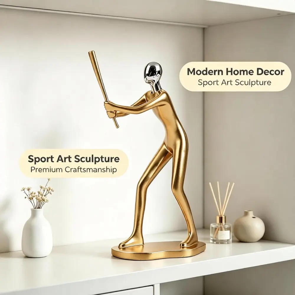 Baseball Sport Character Statue Figurines Modern Minimalist Home Decor Gift Tabletop Ornaments for Living Room Office