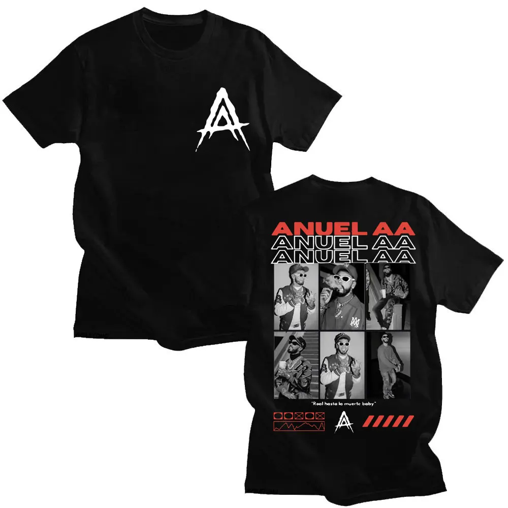 

Рэпер Anuel AA Tour Графическая футболка Мужчины Женщины Хип-хоп Harajuku Модные хлопковые футболки с короткими рукавами большого размера Уличная мужская одежда